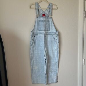 Vintage Gloria Vanderbilt Light Wash Denim Overalls Wide Leg XL Paint/ Bleach